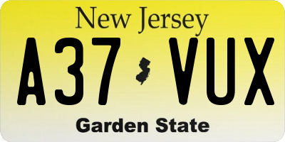 NJ license plate A37VUX