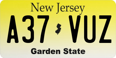 NJ license plate A37VUZ