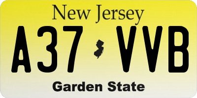 NJ license plate A37VVB