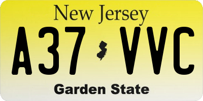 NJ license plate A37VVC