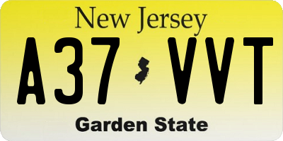 NJ license plate A37VVT