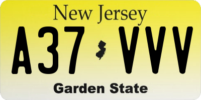 NJ license plate A37VVV