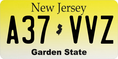 NJ license plate A37VVZ