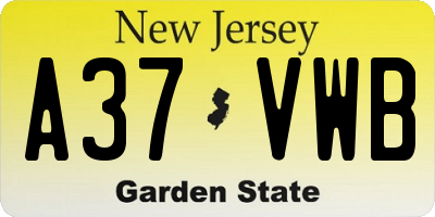 NJ license plate A37VWB