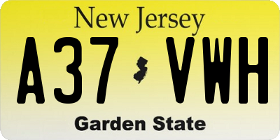 NJ license plate A37VWH