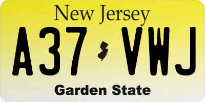 NJ license plate A37VWJ