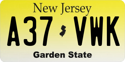 NJ license plate A37VWK