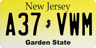 NJ license plate A37VWM