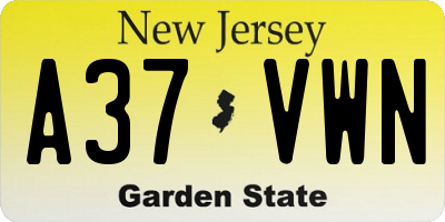 NJ license plate A37VWN