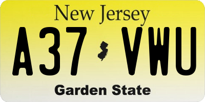 NJ license plate A37VWU
