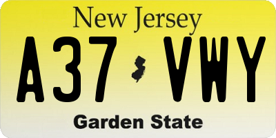 NJ license plate A37VWY
