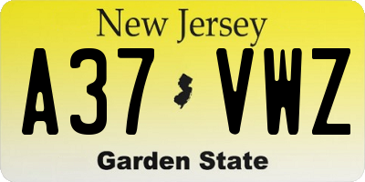 NJ license plate A37VWZ