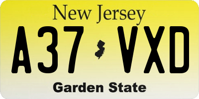 NJ license plate A37VXD