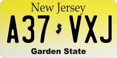NJ license plate A37VXJ