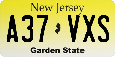NJ license plate A37VXS