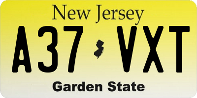 NJ license plate A37VXT