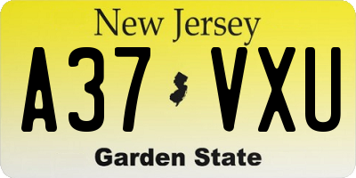 NJ license plate A37VXU
