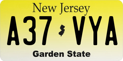 NJ license plate A37VYA