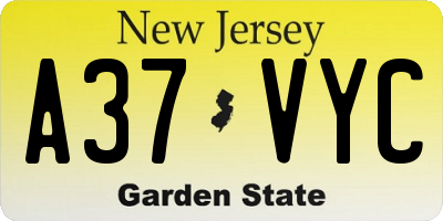 NJ license plate A37VYC