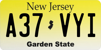 NJ license plate A37VYI