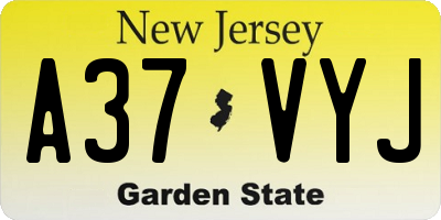 NJ license plate A37VYJ