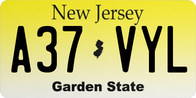 NJ license plate A37VYL