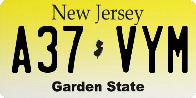 NJ license plate A37VYM