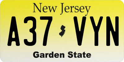 NJ license plate A37VYN