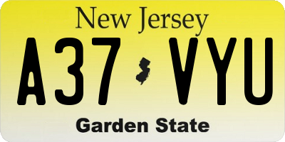 NJ license plate A37VYU