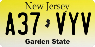 NJ license plate A37VYV