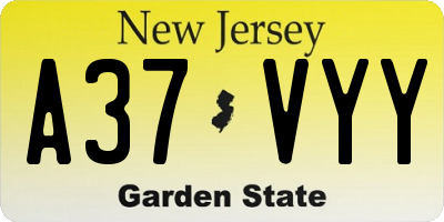 NJ license plate A37VYY