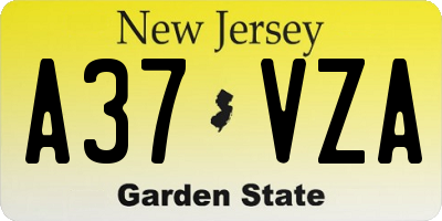 NJ license plate A37VZA