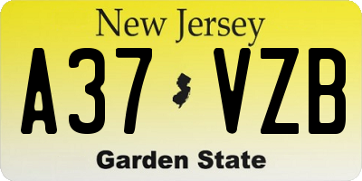 NJ license plate A37VZB