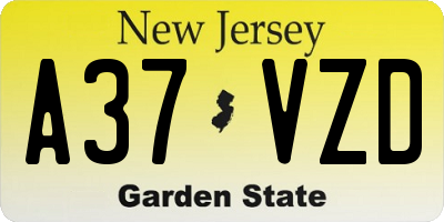 NJ license plate A37VZD