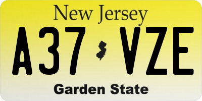 NJ license plate A37VZE