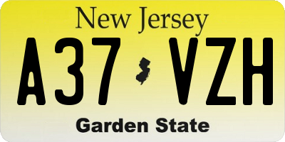 NJ license plate A37VZH