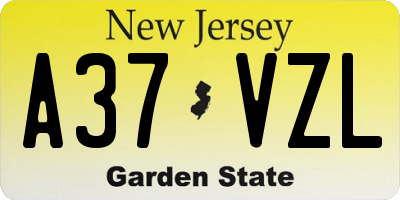 NJ license plate A37VZL