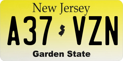 NJ license plate A37VZN