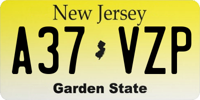 NJ license plate A37VZP