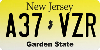 NJ license plate A37VZR