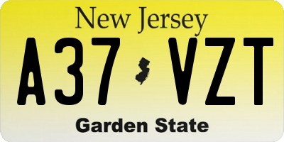 NJ license plate A37VZT