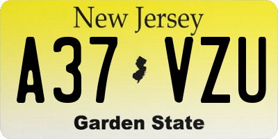 NJ license plate A37VZU