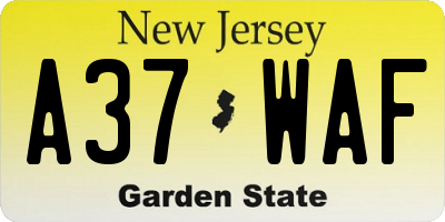 NJ license plate A37WAF