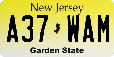 NJ license plate A37WAM
