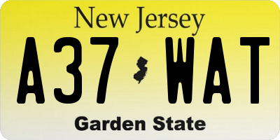 NJ license plate A37WAT