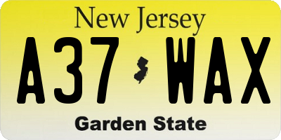 NJ license plate A37WAX