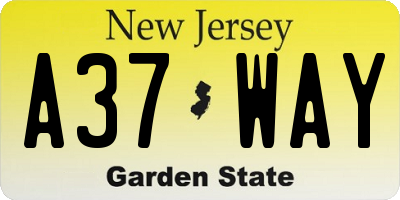 NJ license plate A37WAY