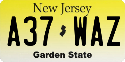NJ license plate A37WAZ