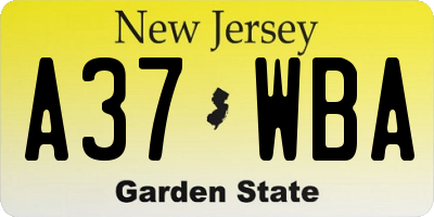 NJ license plate A37WBA