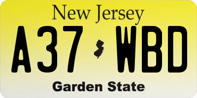 NJ license plate A37WBD